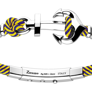 Zancan kevlar bracelet with silver anchor.