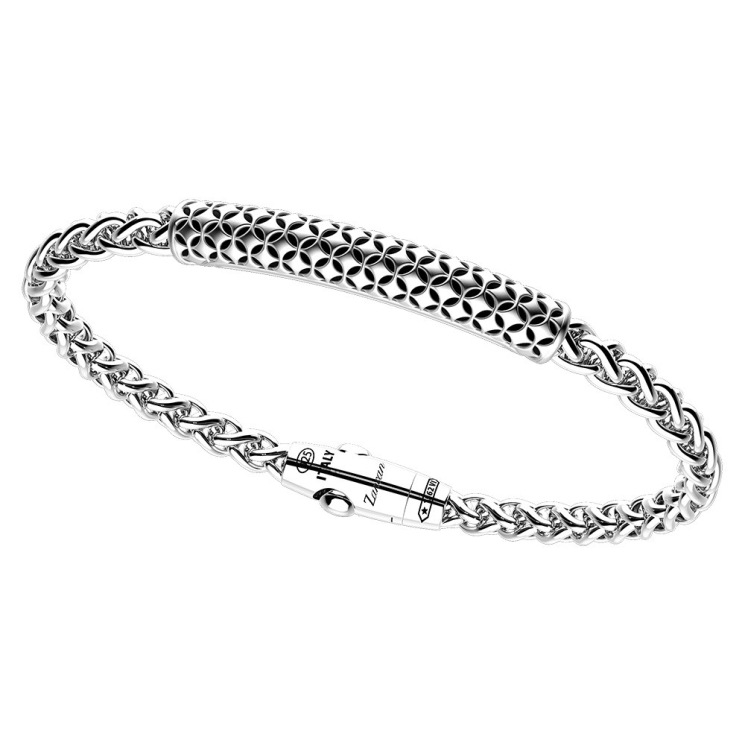 Bracciale in argento con rombi e cerchi.