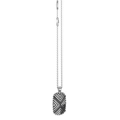 Collar Zancan de plata con colgante de placa y piedras negras.