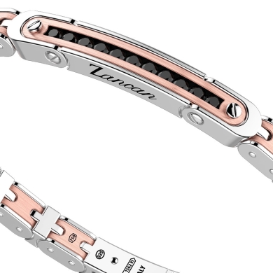 Bracciale in oro ed argento con spinelli neri.