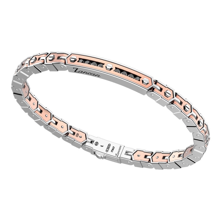 Bracciale da uomo in oro ed argento e spinelli.