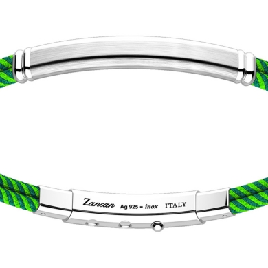 Pulsera Zancan de kevlar con placa de plata.