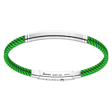 Pulsera Zancan de kevlar con placa de plata.
