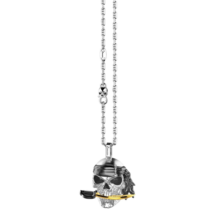 Silver necklace with black spinels
