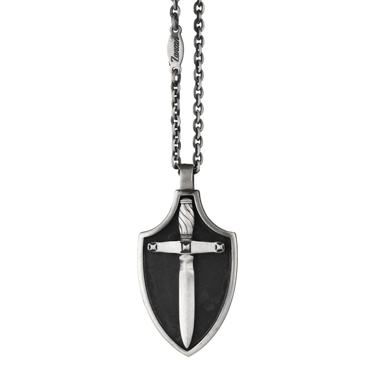 Collana in argento biker skull nero.