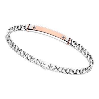 Bracciale in argento con inserto in oro rosa.