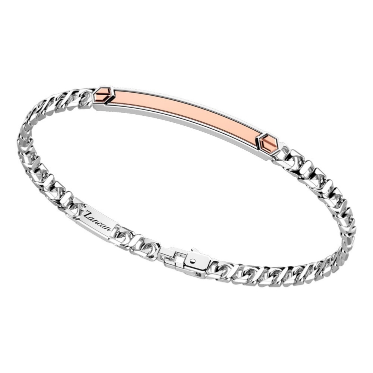 Bracciale in argento con inserto in oro rosa.
