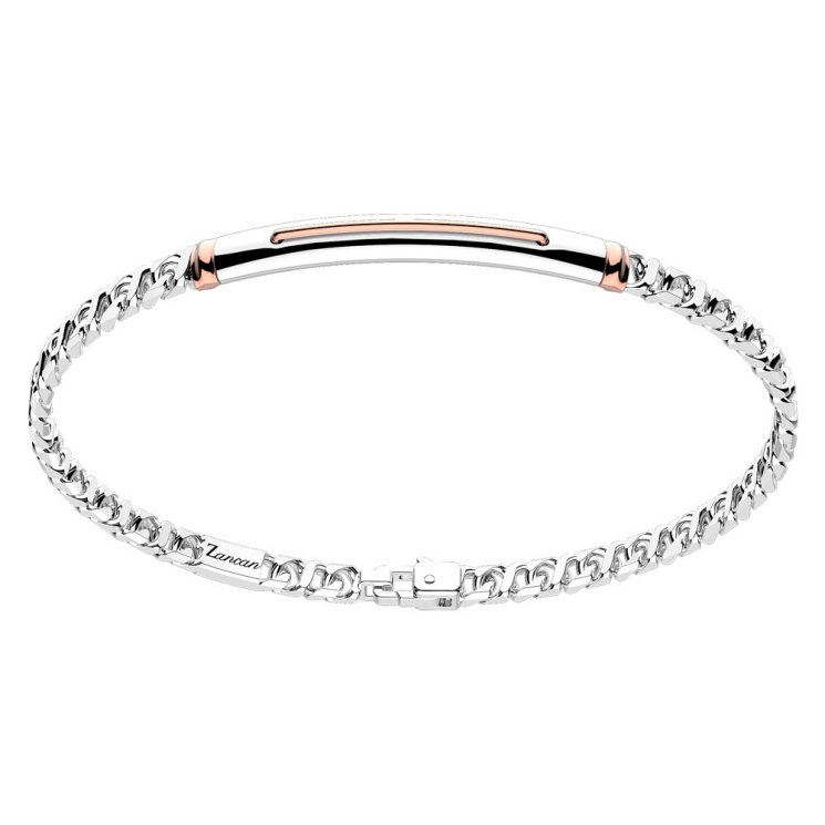 Bracciale in argento con inserto in oro rosa.