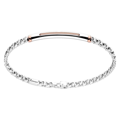 Bracciale in argento con inserto in oro rosa.