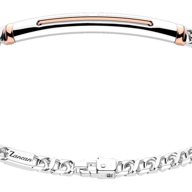 Bracciale in argento con inserto in oro rosa.
