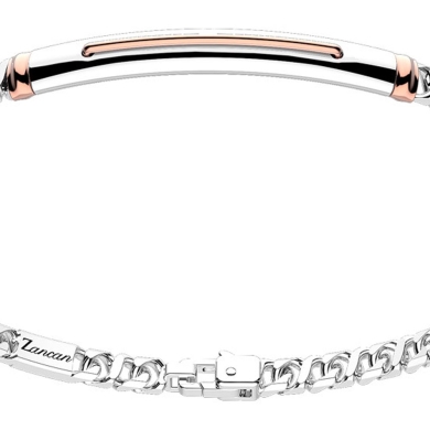 Bracciale in argento con inserto in oro rosa.