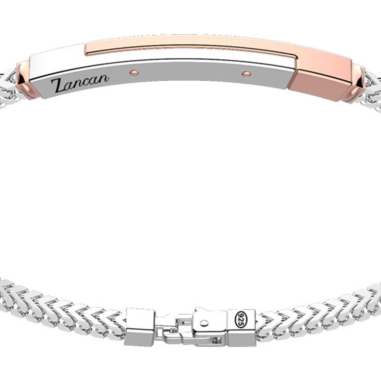 Bracciale in argento con inserto in oro rosa.