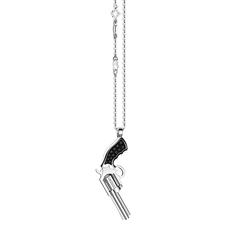 Silver necklace with black spinels