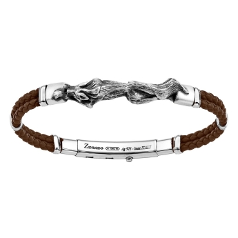 Bracciale con pistola in argento, kevlar nero e smalto nero.