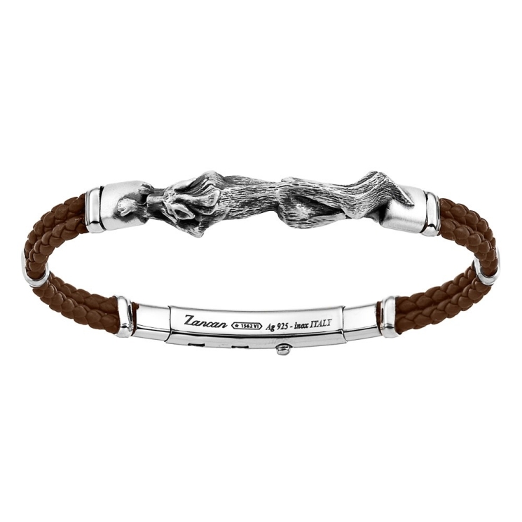 Bracciale con pistola in argento, kevlar nero e smalto nero.