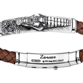 Bracciale con pistola in argento, kevlar nero e smalto nero. 2
