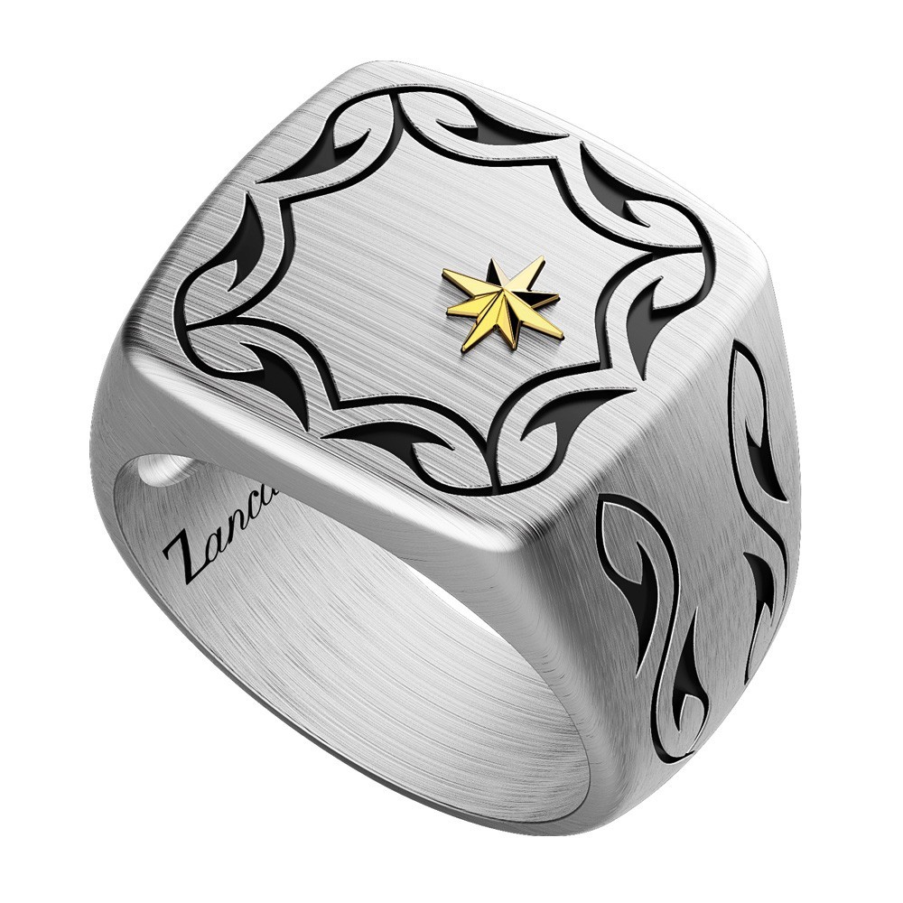 Anello in argento con rosa dei venti