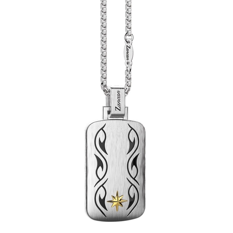 Collana in argento con rosa dei venti sulla medaglia