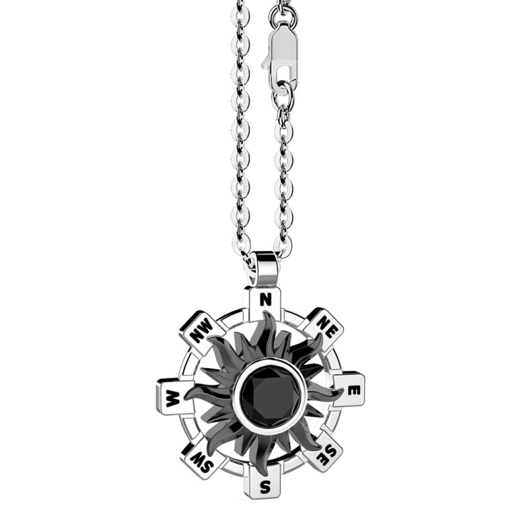 Collana in argento con pendente a sole e onice naturale tondo
