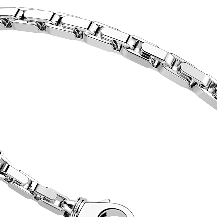Pulsera Zancan de plata con malla veneciana y piedras negras.