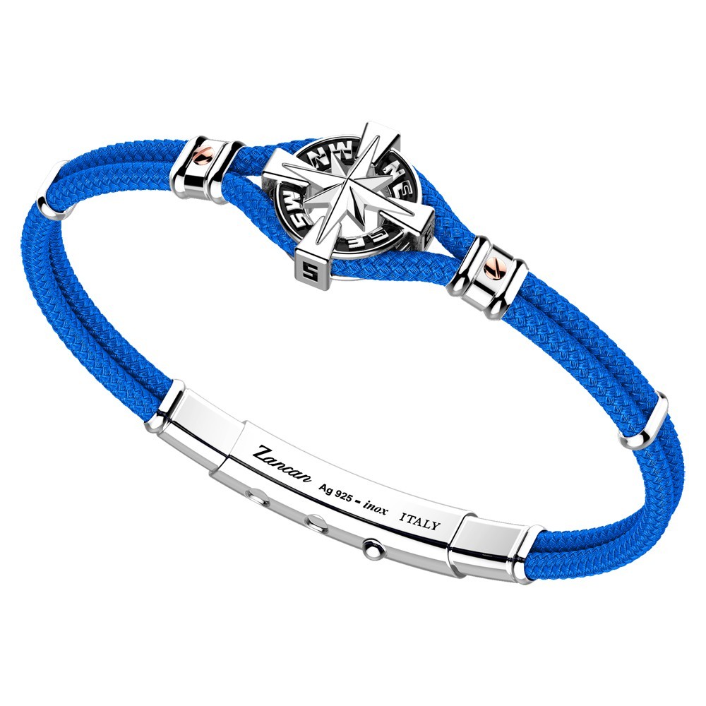 Zancan kevlar bracelet with silver wind rose.