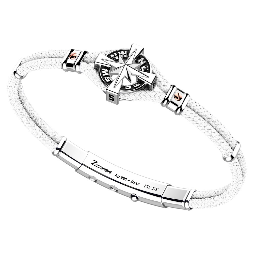 Pulsera Zancan de kevlar con rosa de los vientos de plata.
