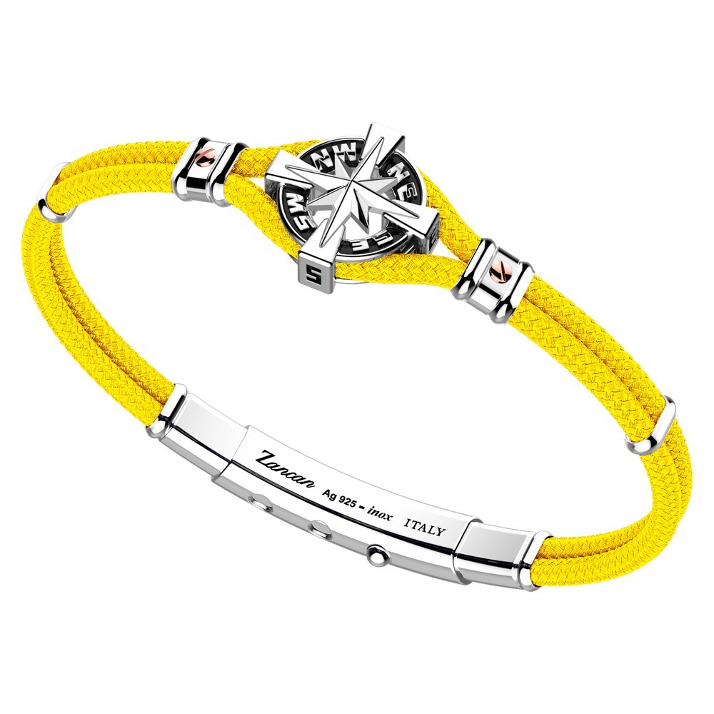 Zancan kevlar bracelet with silver wind rose.