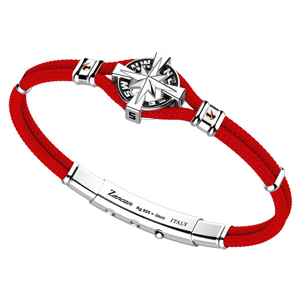 Pulsera Zancan de kevlar con rosa de los vientos de plata.