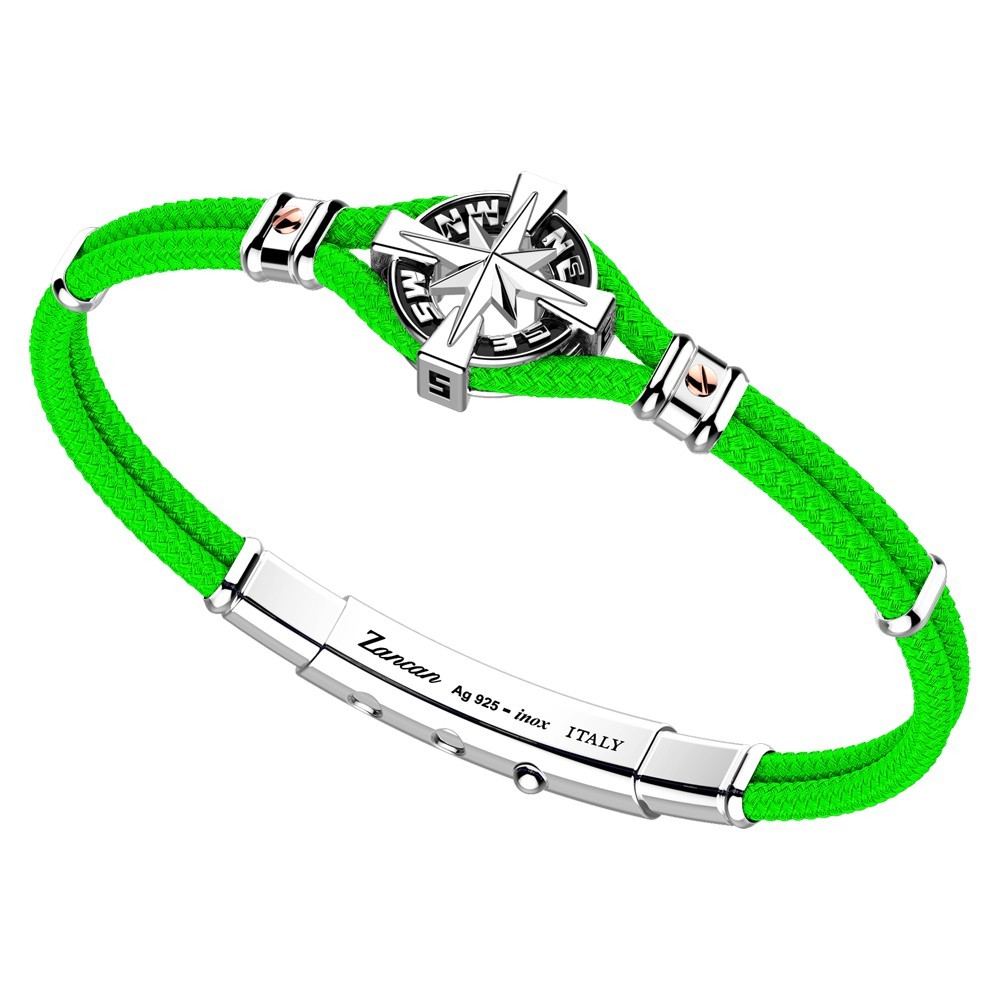 Pulsera Zancan de kevlar con rosa de los vientos de plata.