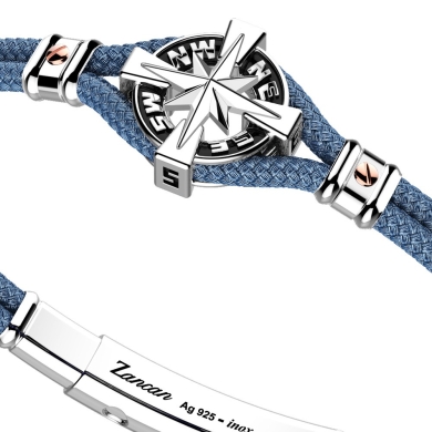 Pulsera Zancan de kevlar con rosa de los vientos de plata.