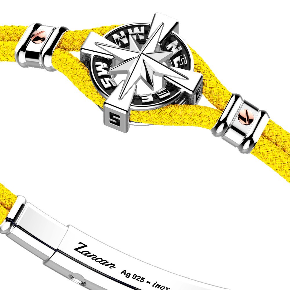 Zancan kevlar bracelet with silver wind rose.