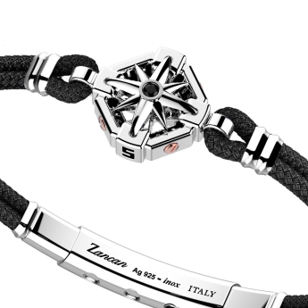 Bracciale in argento, oro e silicone nero con 3 bandiere marinare. 2