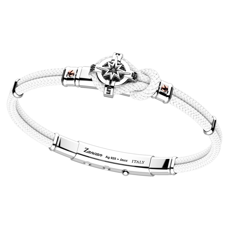 Bracciale in argento, oro e silicone nero con 3 bandiere marinare.