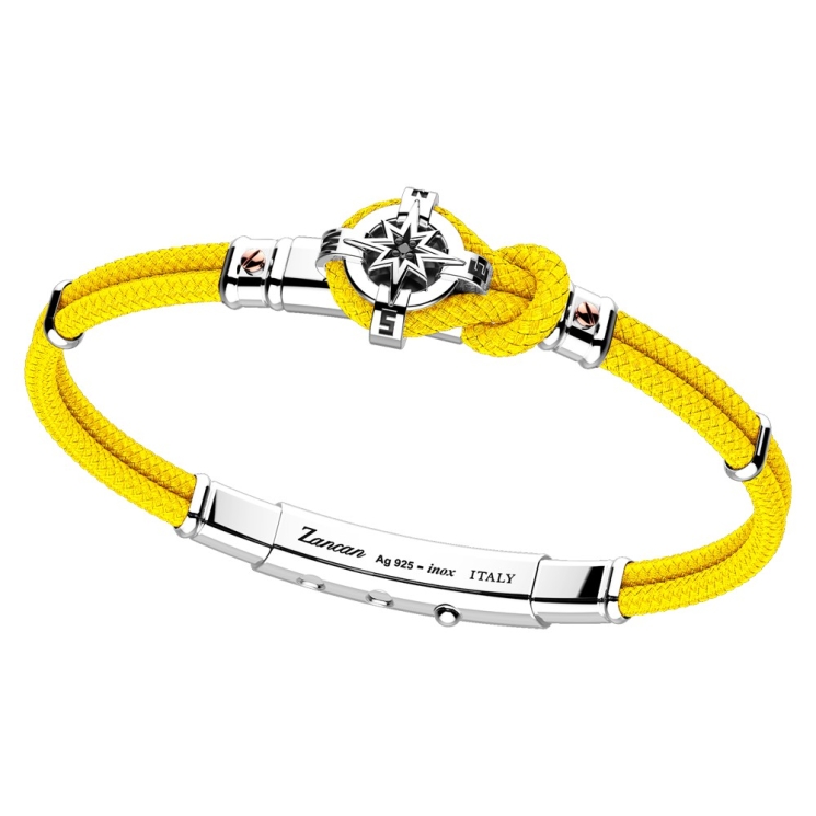 Bracciale in argento, oro e silicone nero con 3 bandiere marinare.