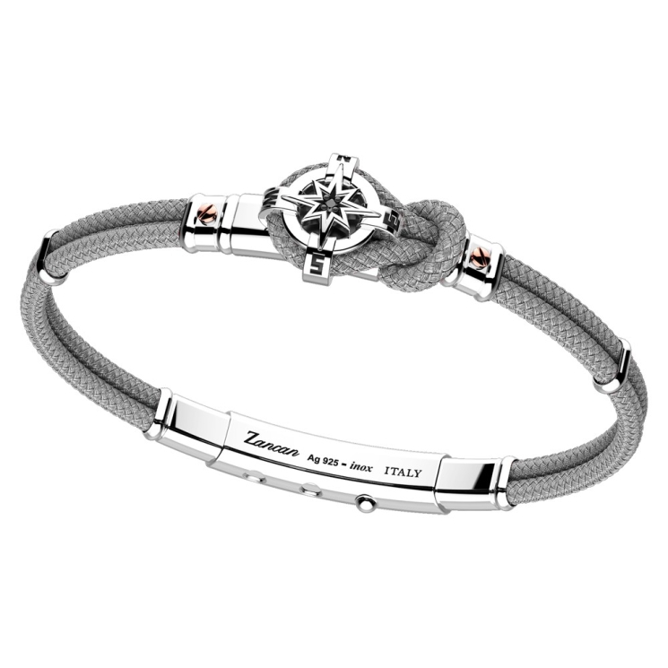 Bracciale in argento, oro e silicone nero con 3 bandiere marinare.