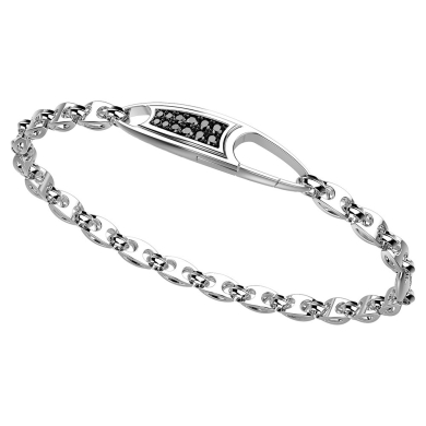 Zancan-Gliederarmband aus Silber mit schwarzen Edelsteinen.