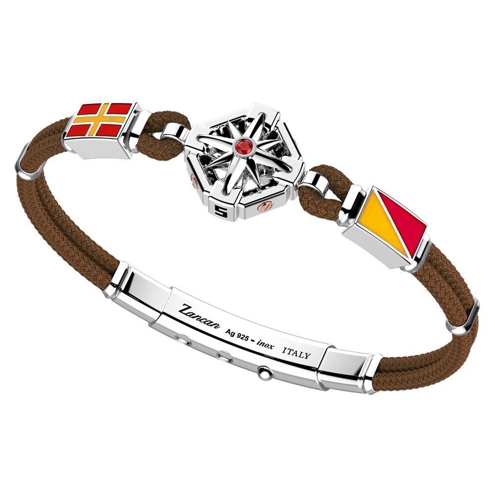 Bracciale in argento e silicone nero con dettagli in oro e smalto.