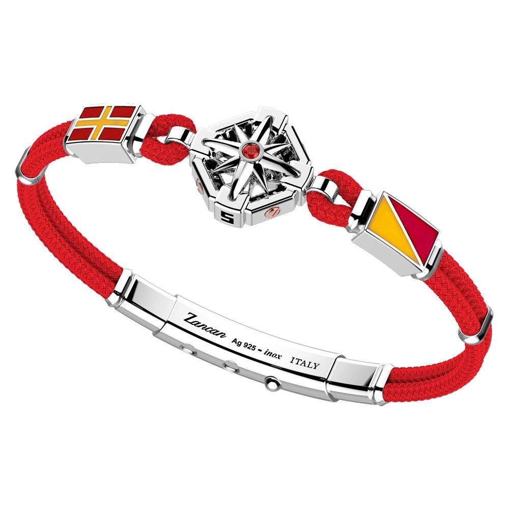 Bracciale in argento, oro e silicone nero con 3 bandiere marinare.