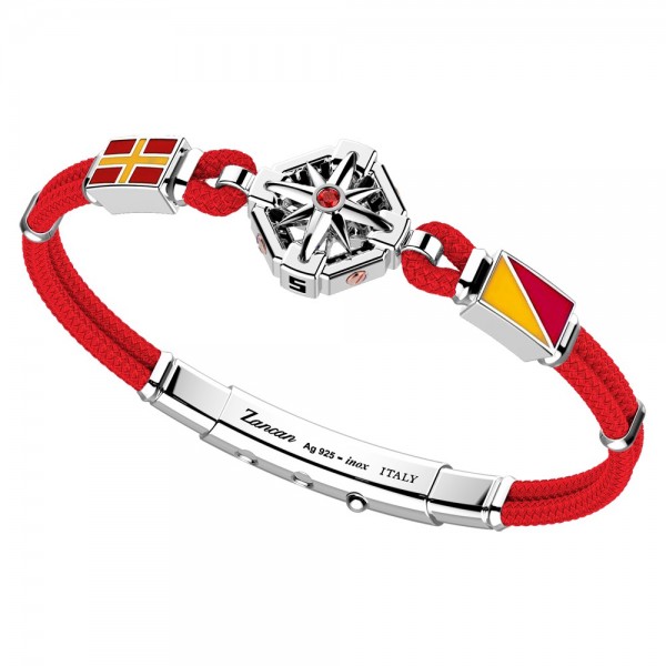 Bracciale in argento, oro e silicone nero con 3 bandiere marinare.