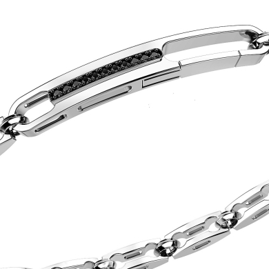 Zancan silver link-only bracelet with black stones.