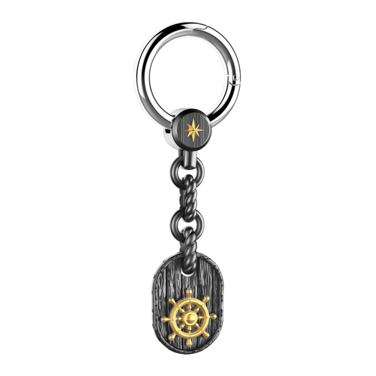 Portachiavi in argento con timone.