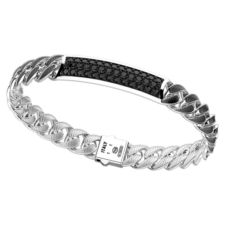925 Silver Chain Bracelet with black spinels