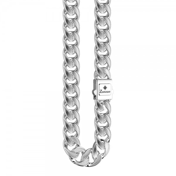 Collana in argento 925 con maglie striate.