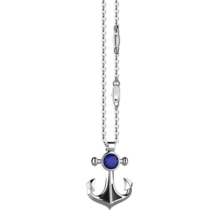 Collana con pendente ad ancora con Lapis naturale