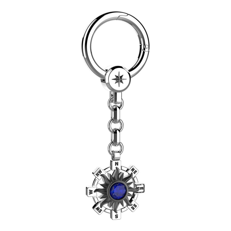 Portachiavi in argento con sole e pietra Lapis