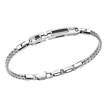 Zancan silver bracelet with tag and black stones.