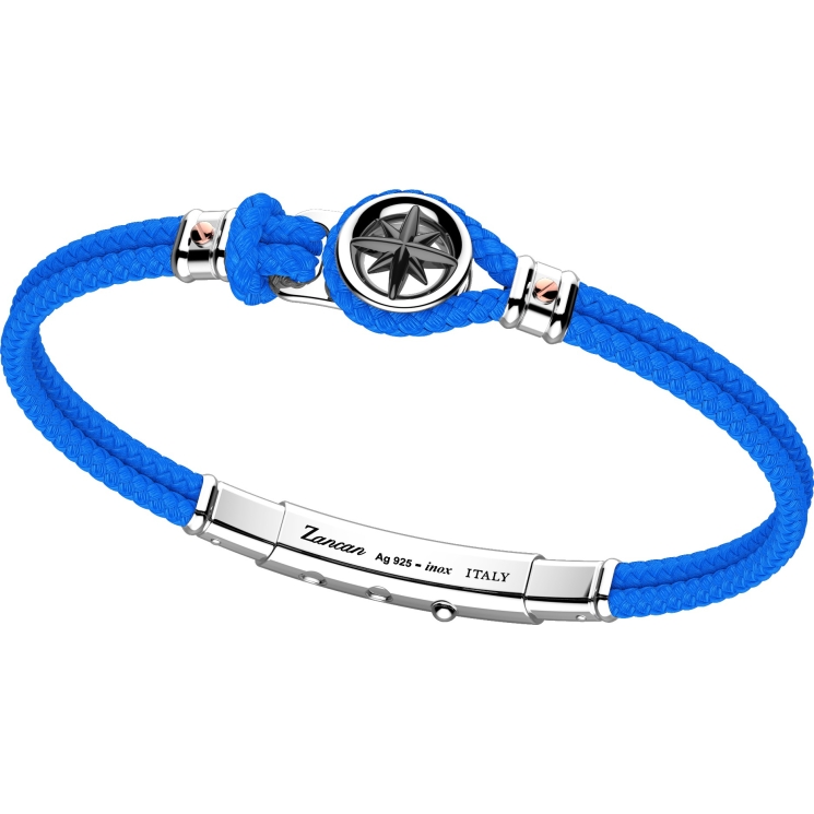 Bracciale Zancan in kevlar con rosa dei venti in argento.