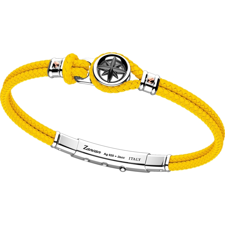 Bracciale Zancan in kevlar con rosa dei venti in argento.