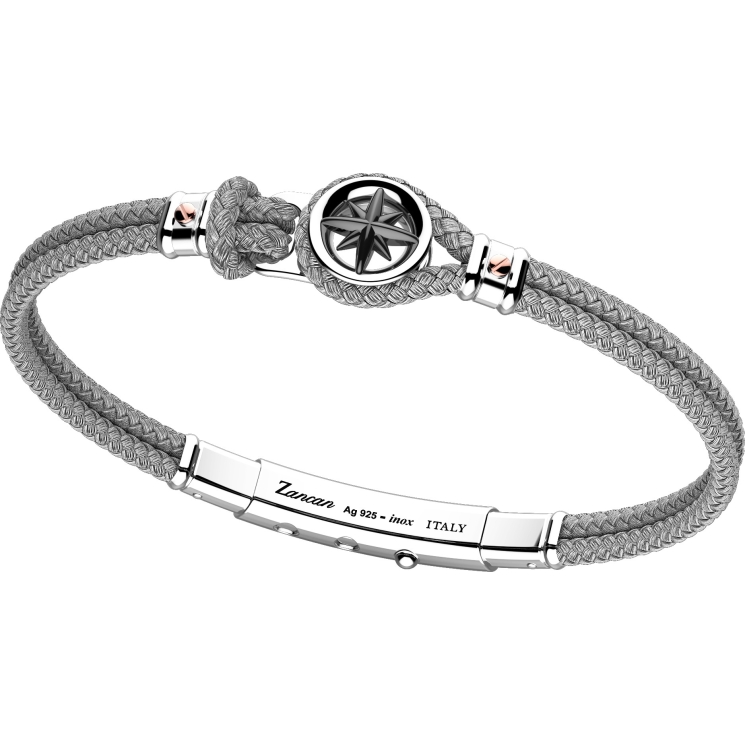 Pulsera Zancan de kevlar con rosa de los vientos de plata.