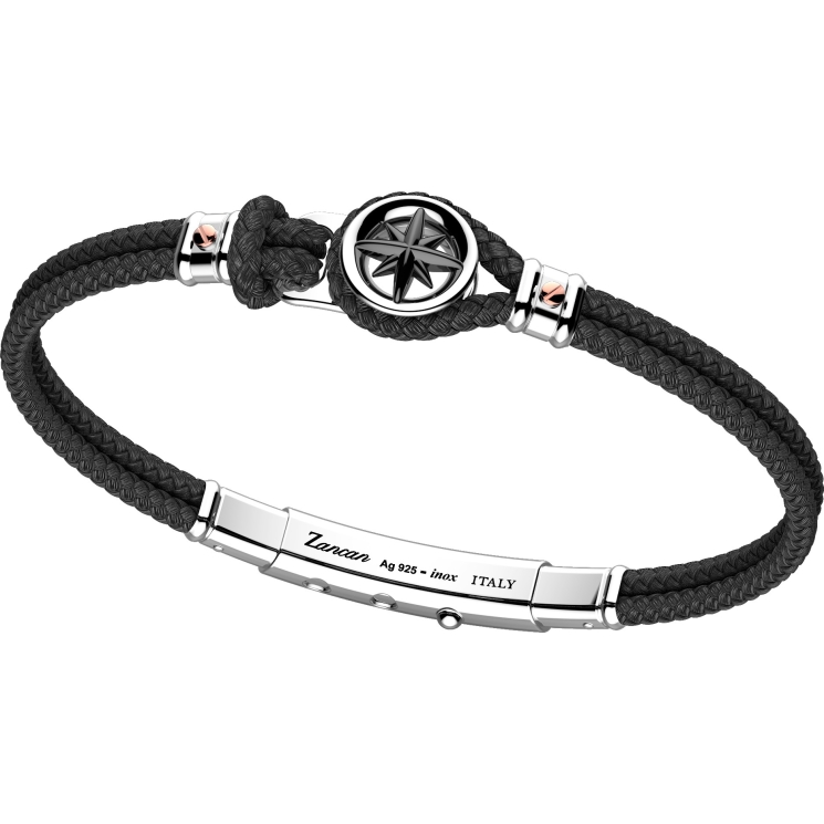 Pulsera Zancan de kevlar con rosa de los vientos de plata.